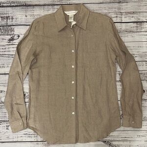 Casual‎ Corner Women's Tan Button Down Linen Shirt Sz. S